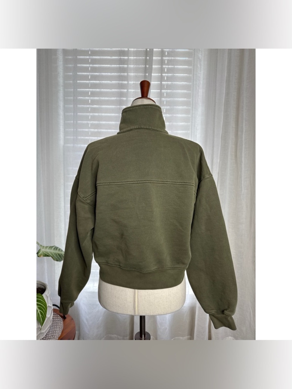 Frame Polo Henley Sweatshirt Size Medium in Surplus Green - Picture 4 of 9